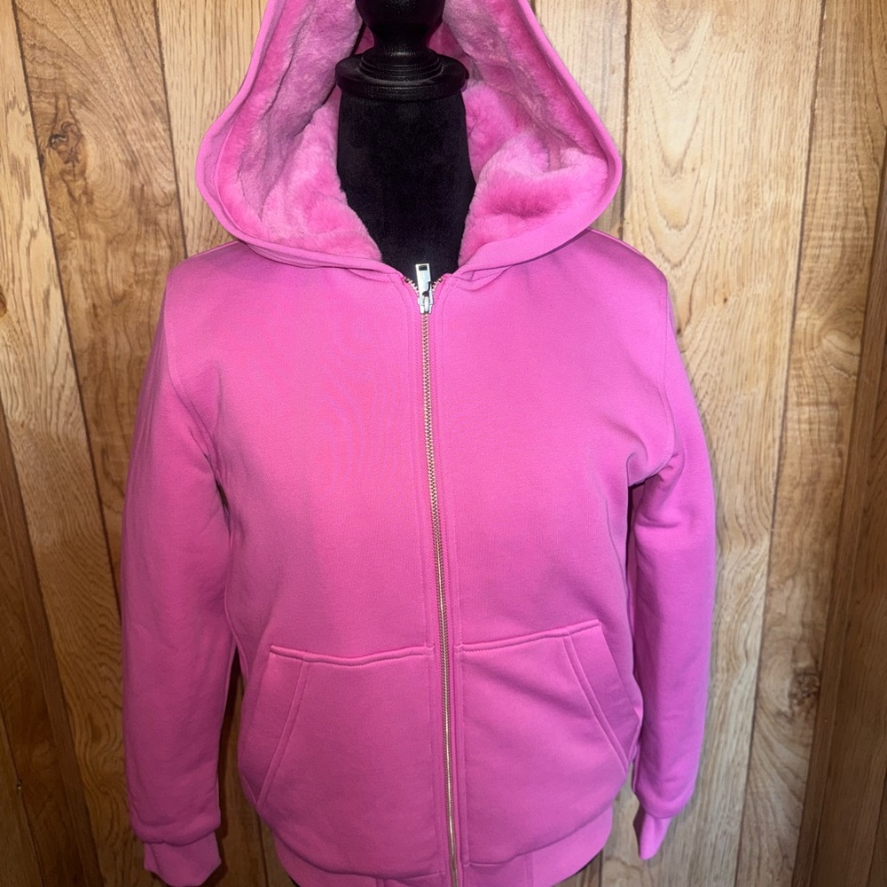 Moose Knuckles GirlsPink Hooded Zip-Up Jacket